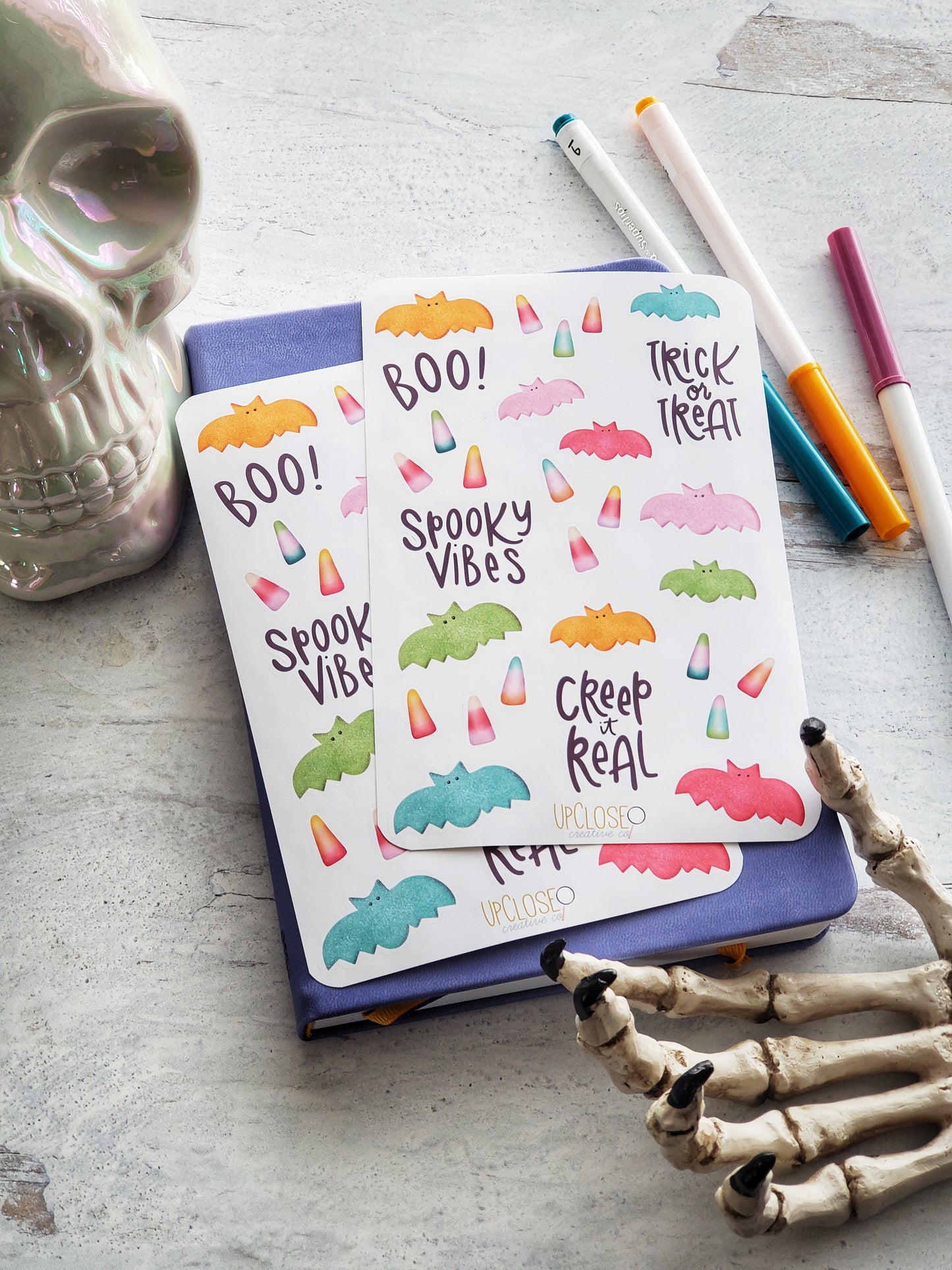 Halloween candy sticker sheet pack of two.