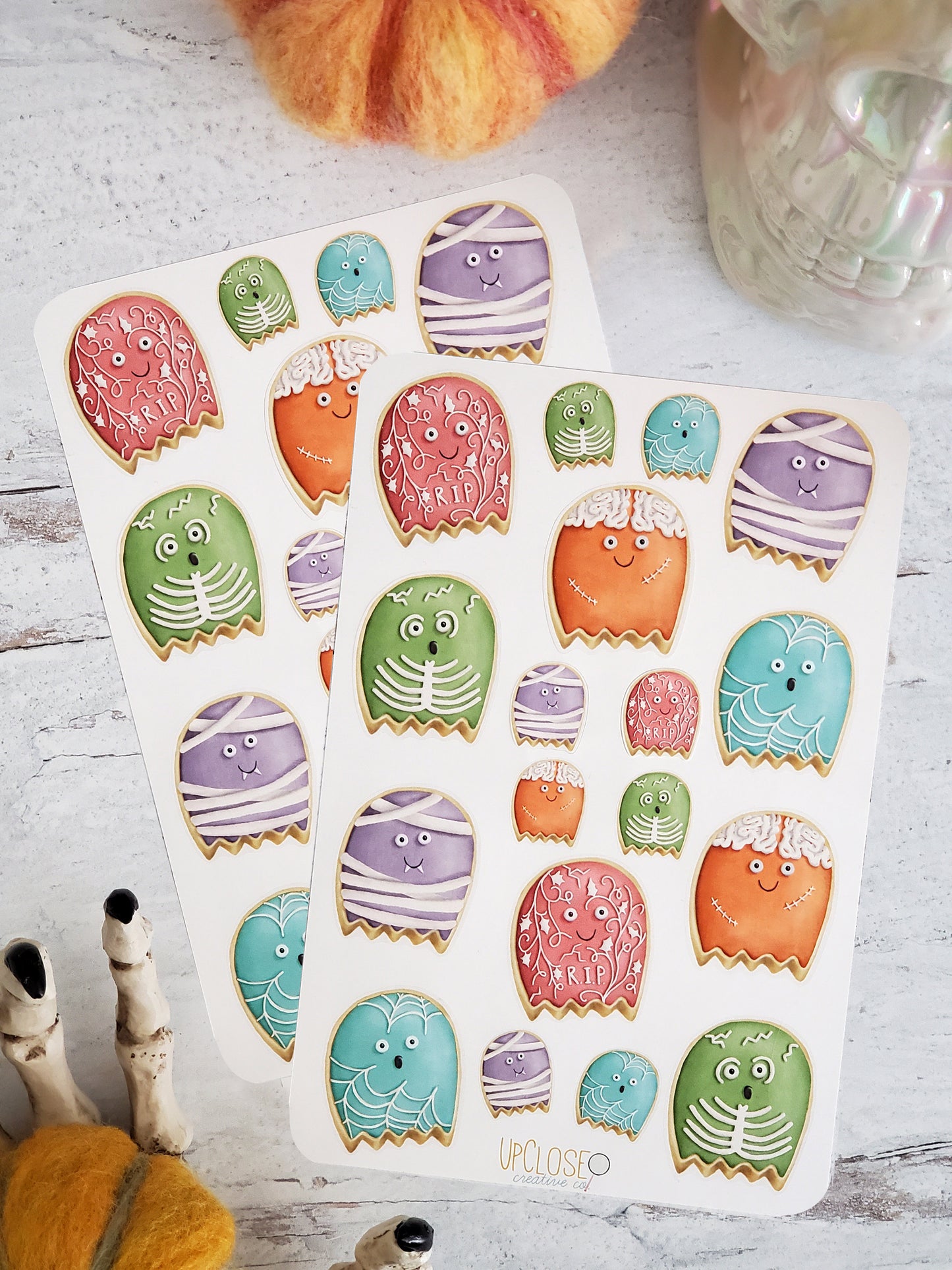 Halloween Ghost Cookies Journaling & Scrapbook Sticker Sheet