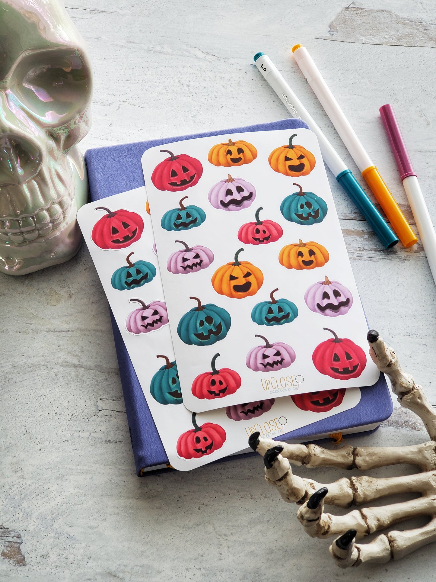 jack-o-lantern sticker sheet pack of two