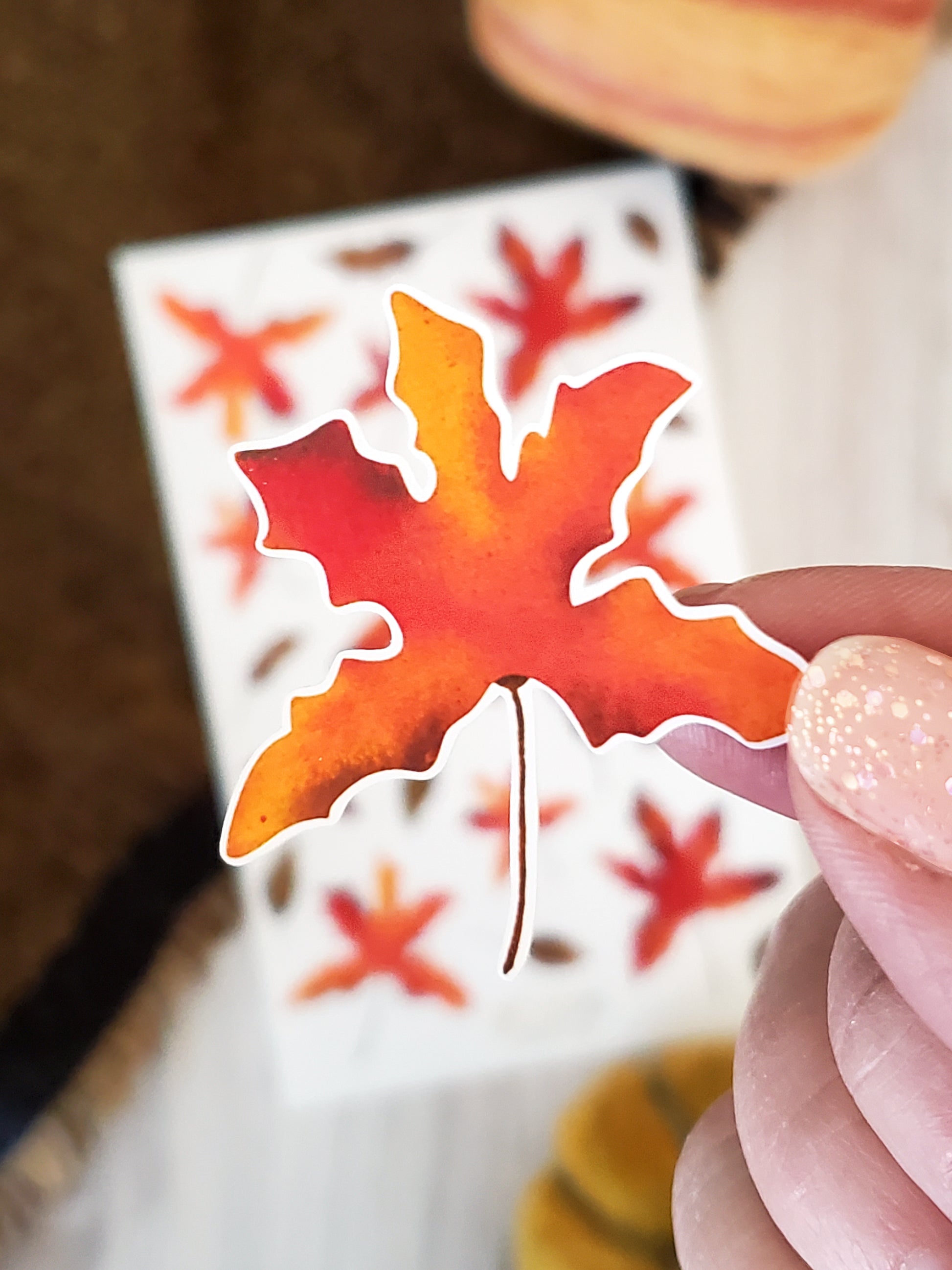 close up of illustrated fall maple leaf