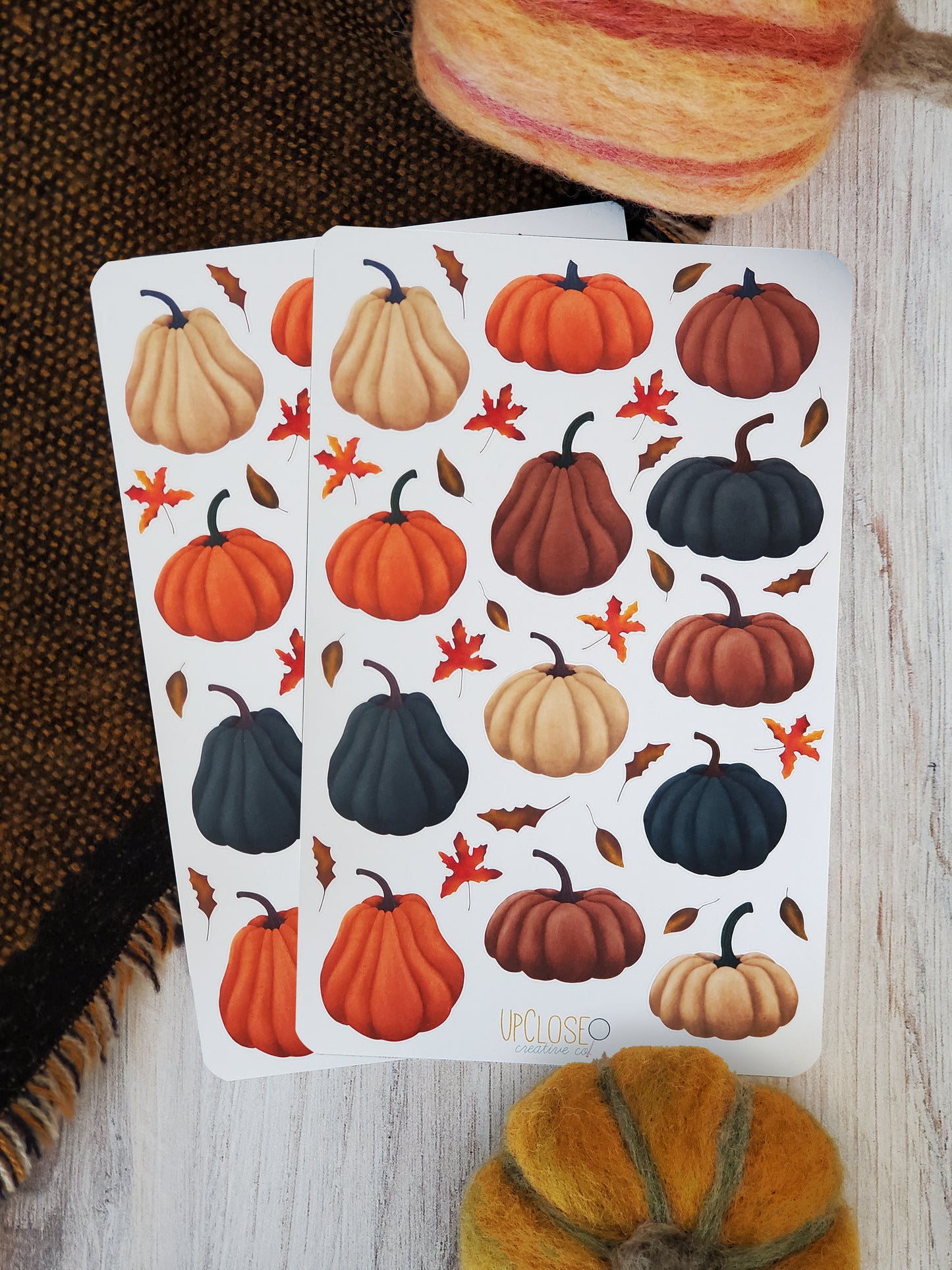 Velvet Pumpkins Journaling & Scrapbook Sticker Sheet