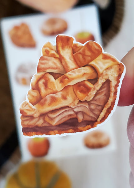 close up of apple pie illustrated sticker
