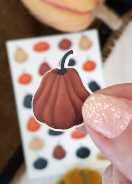 close up of illustrated tall mauve pumpkin sticker