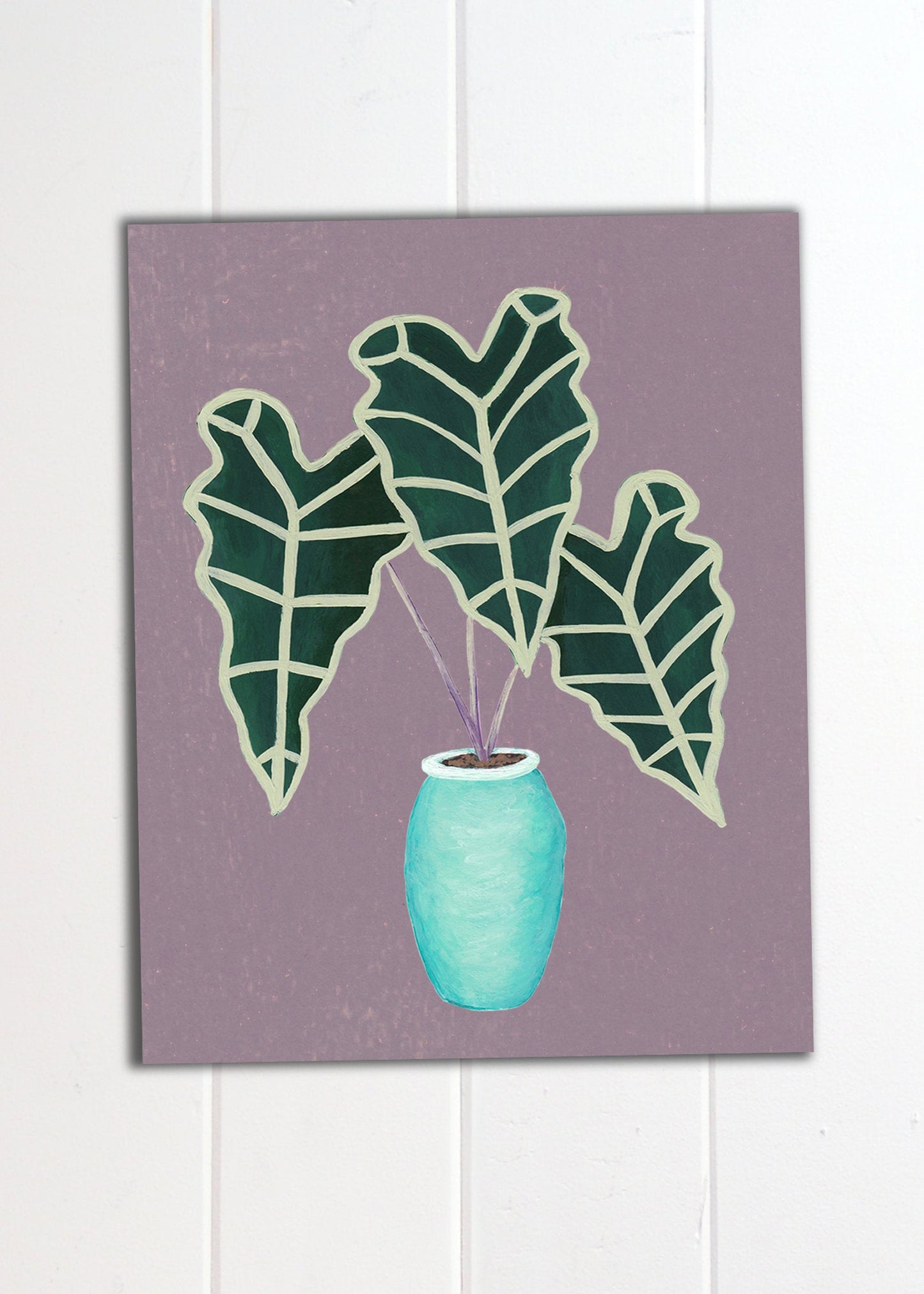 hand painted alocasia plant art print
