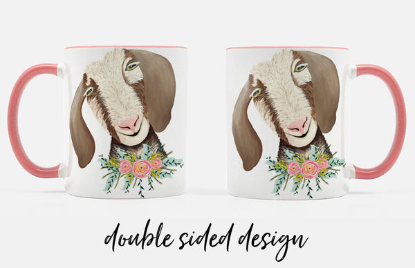 goat illustration appears on both sides of mug
