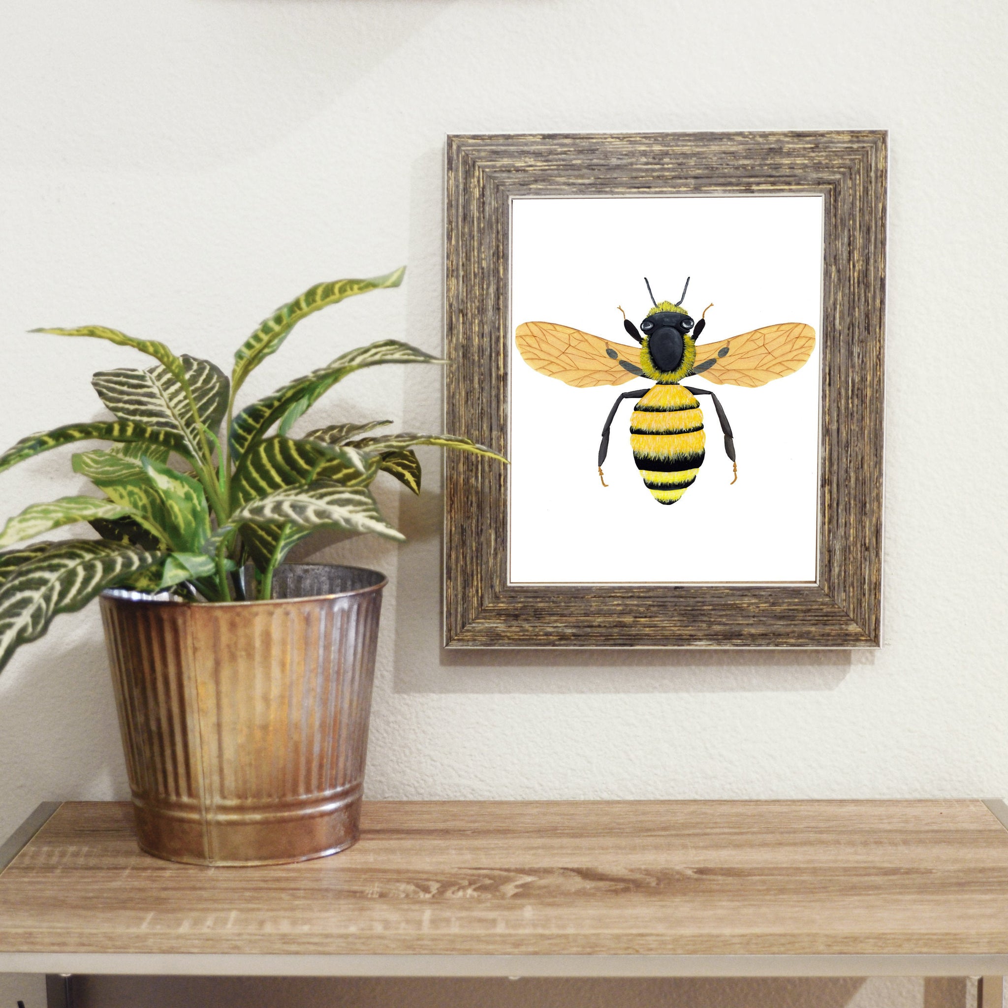 print reproduction of hand painted honey bee illustration
