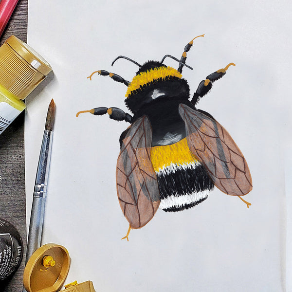 original hand painted bumblebee illustration artwork