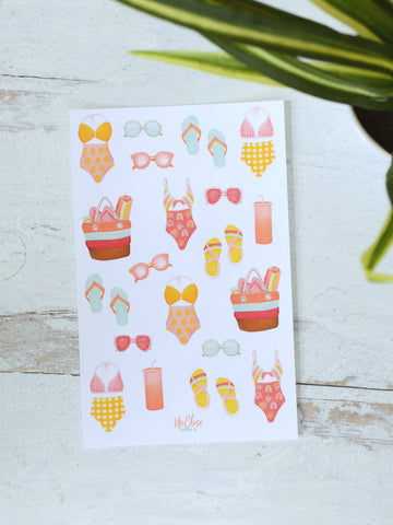 beach accessories sticker sheet bathing suits sunglasses flip flops and more