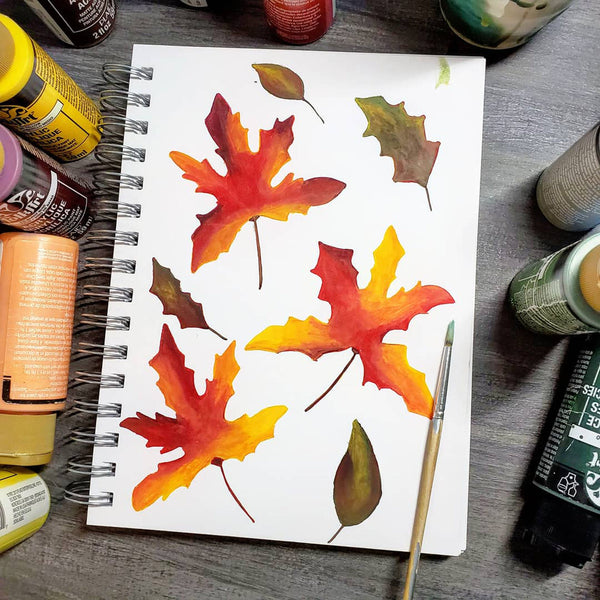 original hand painted fall leaf illustrations