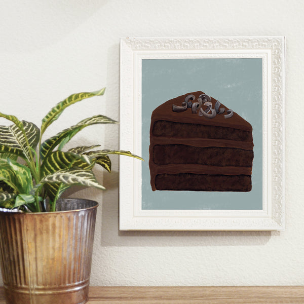 chocolate cake print in rustic white frame