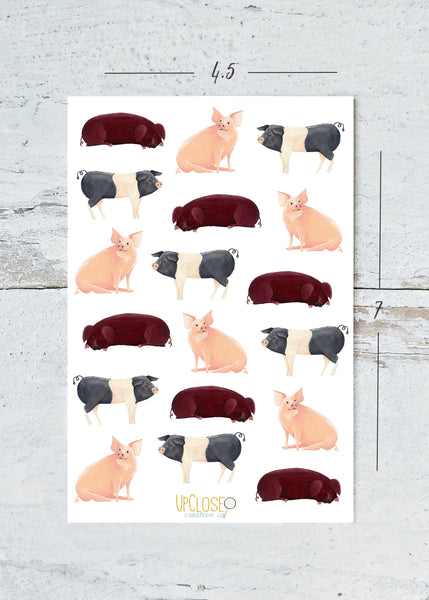 pig sticker sheet dimensions are 4.5 inches by 7 inches
